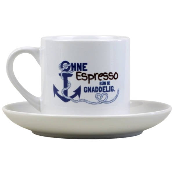 Espressotasse mit Anker und plattdeutschem Spruch