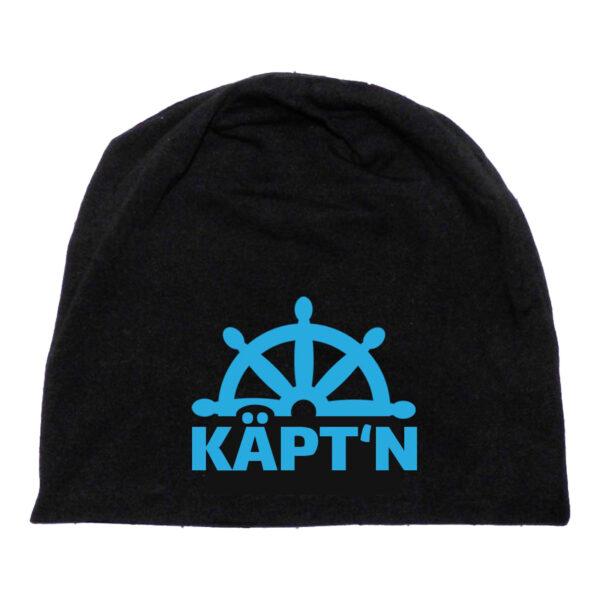 Norddeutsche Mütze / Beanie maritim bedruckt mit Steuerrad und Käpt'n | Coole Geschenke für Segler | Unisex