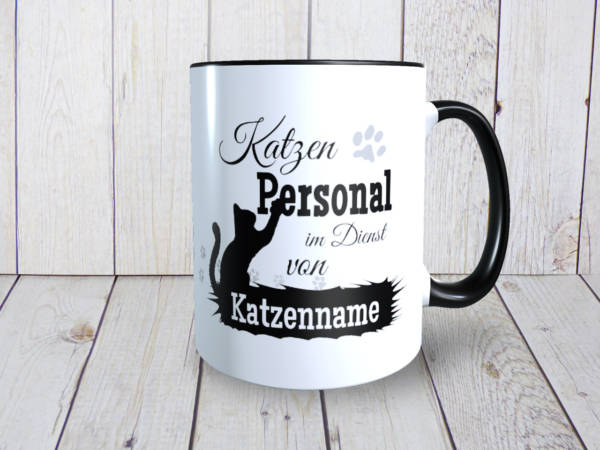 Lustige Katzentasse mit Katzenmotiv und Spruch personalisierbar