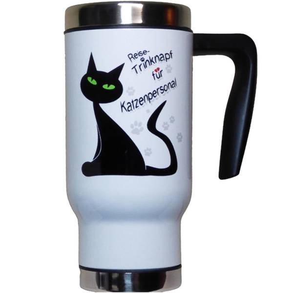 Lustiger Edelstahl Thermobecher mit Katzen-Motiv und Spruch