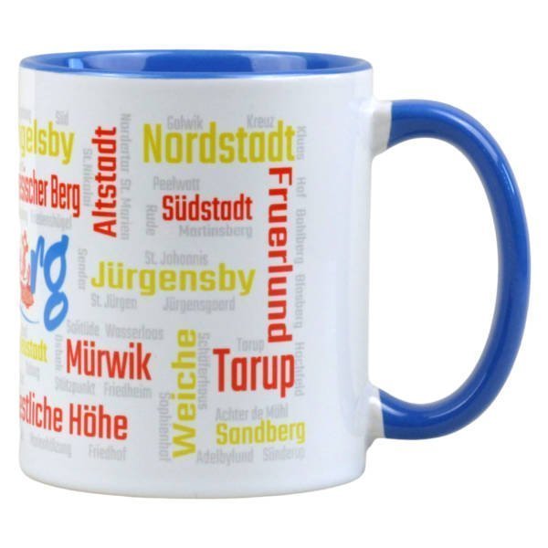 Flensburg Tasse mit Logo und Stadtteilen als Mitbringsel
