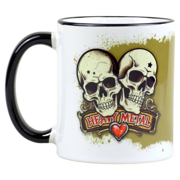 Heavy Metal Kaffeebecher mit Totenköpfen