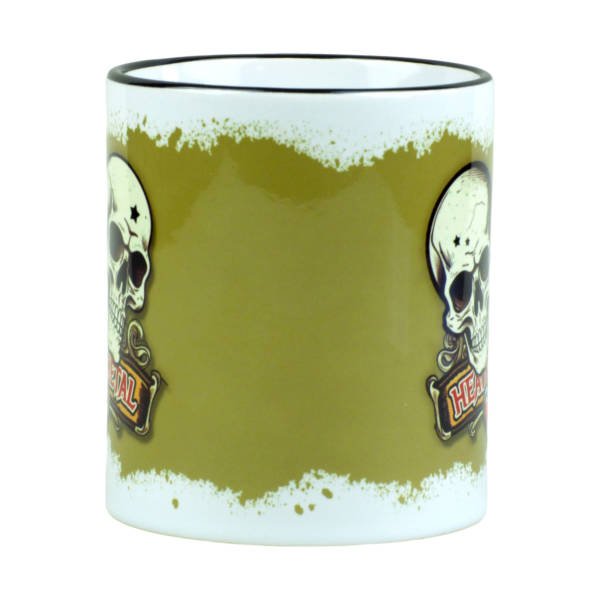 Keramiktasse Heavy-Metal Totenkopf Motiv