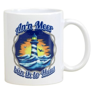 Keramiktasse ‘An’n Meer bün ik to huus’ Maritime Freude beim Kaffeegenuss