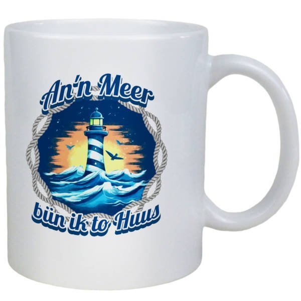 Keramiktasse ‚An’n Meer bün ik to huus‘ Maritime Freude beim Kaffeegenuss