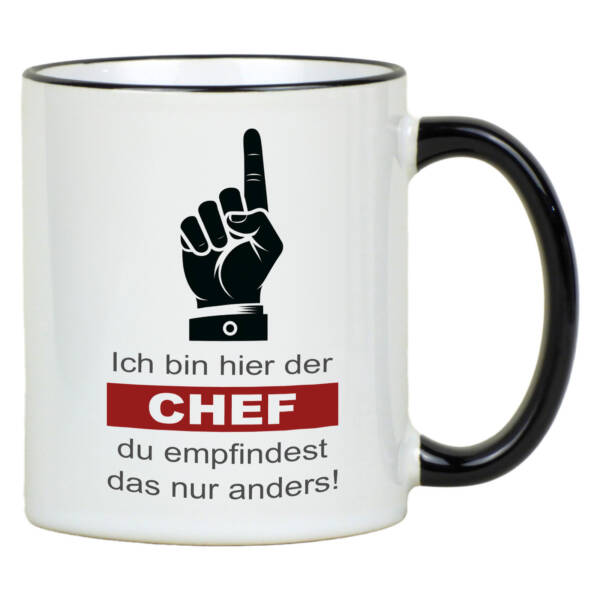 Chef Tasse mit Spruch aus Keramik, Lustige Kaffeetasse als Geschenk für Chefs 330ml