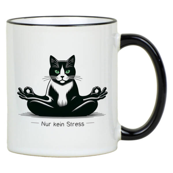 Nur kein Stress Tasse mit Katzenmotiv – Stressabbauendes Design für Katzenliebhaber, 330ml