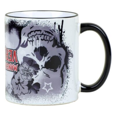Totenkopf Keramiktasse – ‘Manchmal bin ich verwirrt’ Design, auf dem Kopf stehendes Skull-Motiv