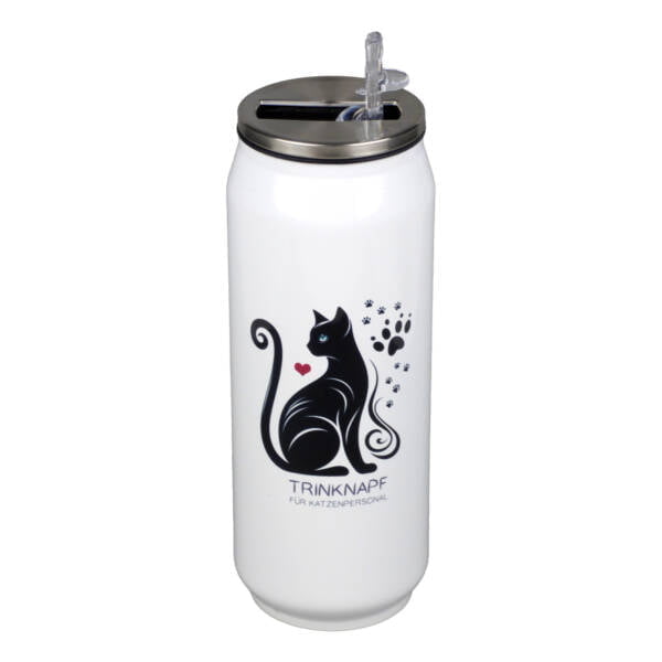 Thermodose Katzenmotiv mit Trinkhalm