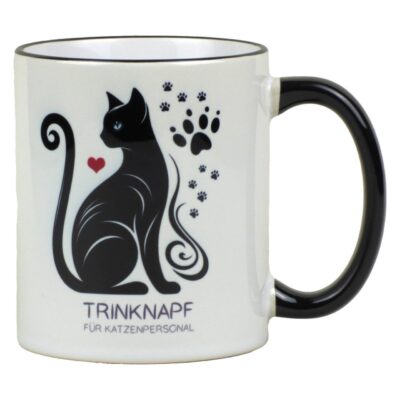 Katzenpersonal Keramiktasse – Tasse als Geschenk für Katzenliebhaber mit Spruch und Katzen-Motiv