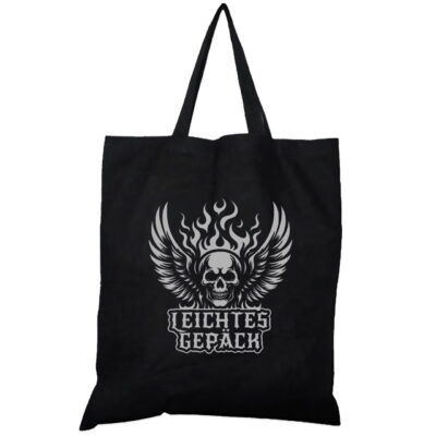 Beutel mit Totenkopf im Heavy-Metal Design aus Baumwolle für Metalheads, 38×42 cm