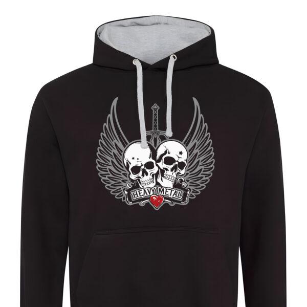 Cooles Heavy Metal Hoodie mit Kapuze für Metalheads | Totenkopf Design | 2-farbig | Unisex