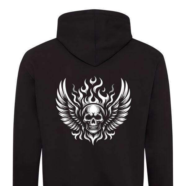 Heavy-Metal Hoodie mit Totenkopf Design auf dem Rücken für Metalheads