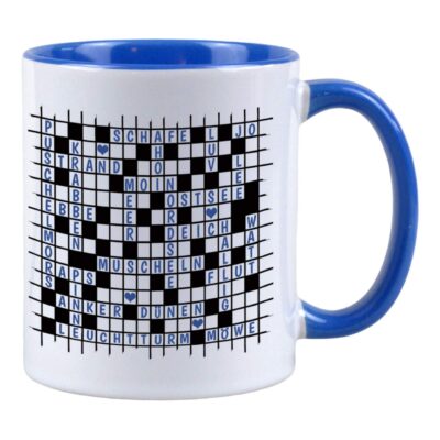 Maritime Tasse mit Kreuzworträtsel – 330ml, Norddeutsche Wörter