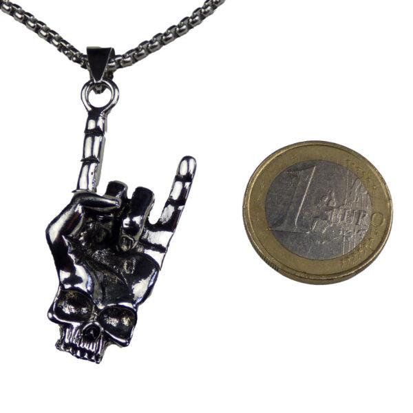 Heavy Metal Handzeichen Pommesgabel Anhänger mit Halskette Edelstahl