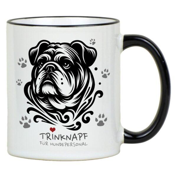 Hunde Tasse mit mit Hundemotiv einer Bulldogge und Spruch aus Keramik, 330ml