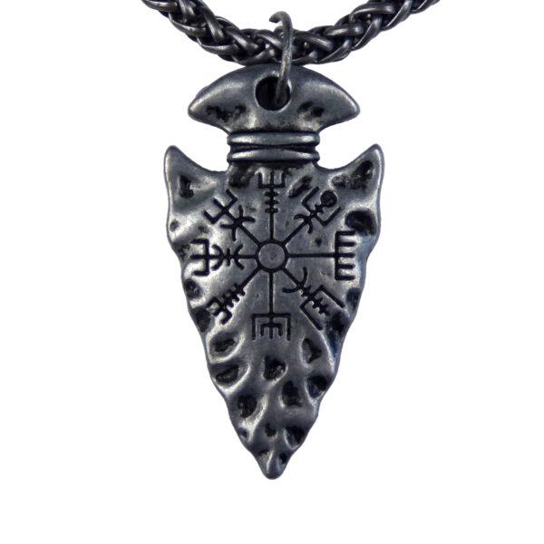 Wikinger Kompass Vegvísir Kette und Anhänger im Speerspitzen Look | Coole Geschenke für Wikinger Fans