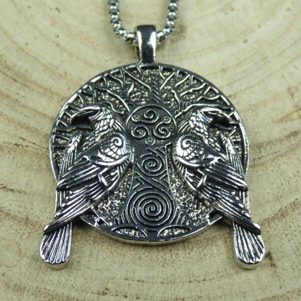 Yggdrasil Weltenbaum mit Hugin und Munin Wikinger Anhänger
