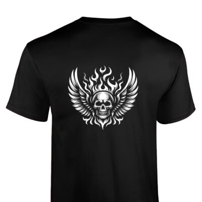 Heavy Metal T Shirt Herren mit Totenkopf | Cooles Geschenk für Metal Fan | Motiv auf dem Rücken | 100% Baumwolle