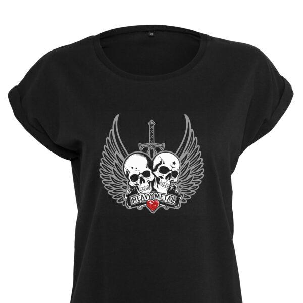 Cooles Heavy Metal Shirt Damen mit Totenkopf Motiv | Perfekt für Festivals, Konzerte, Alltag | Schwarz